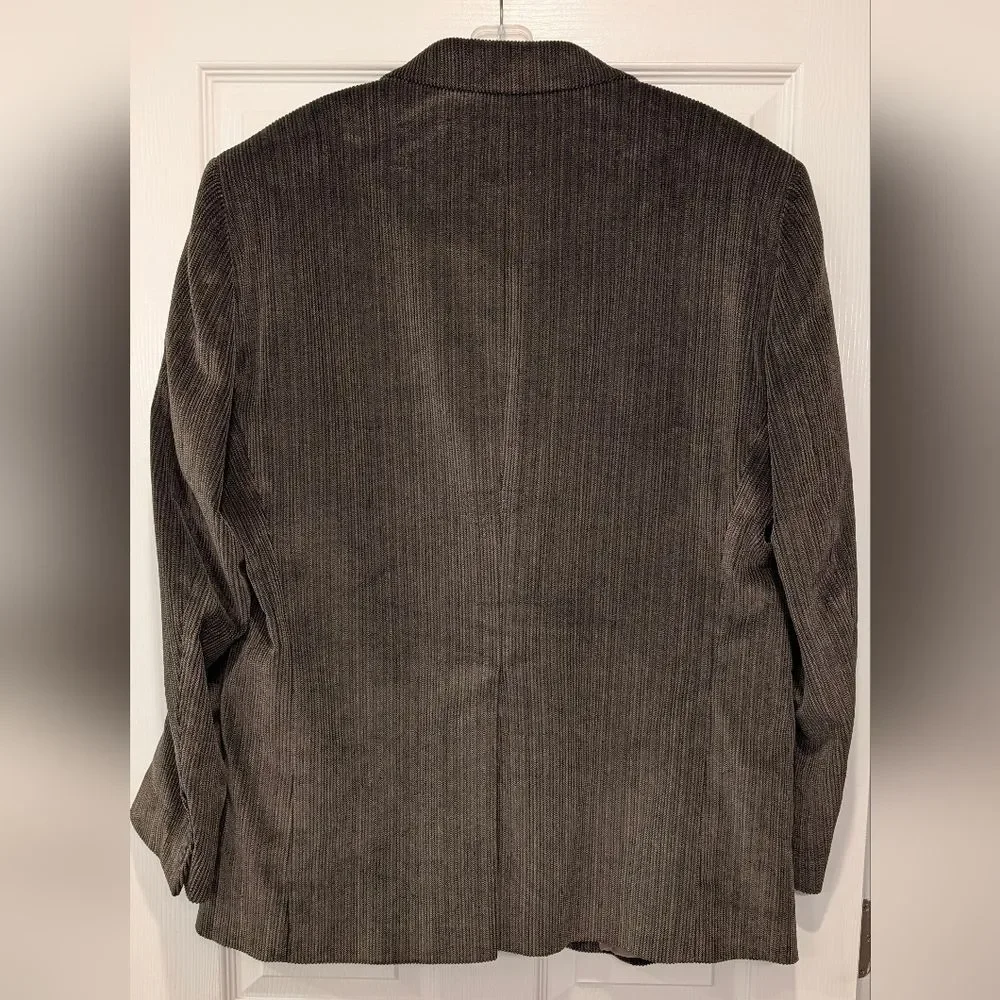 Dockers Corduroy Sport Coat Army Green Gray Size 44R Cotton Blazers Two Button